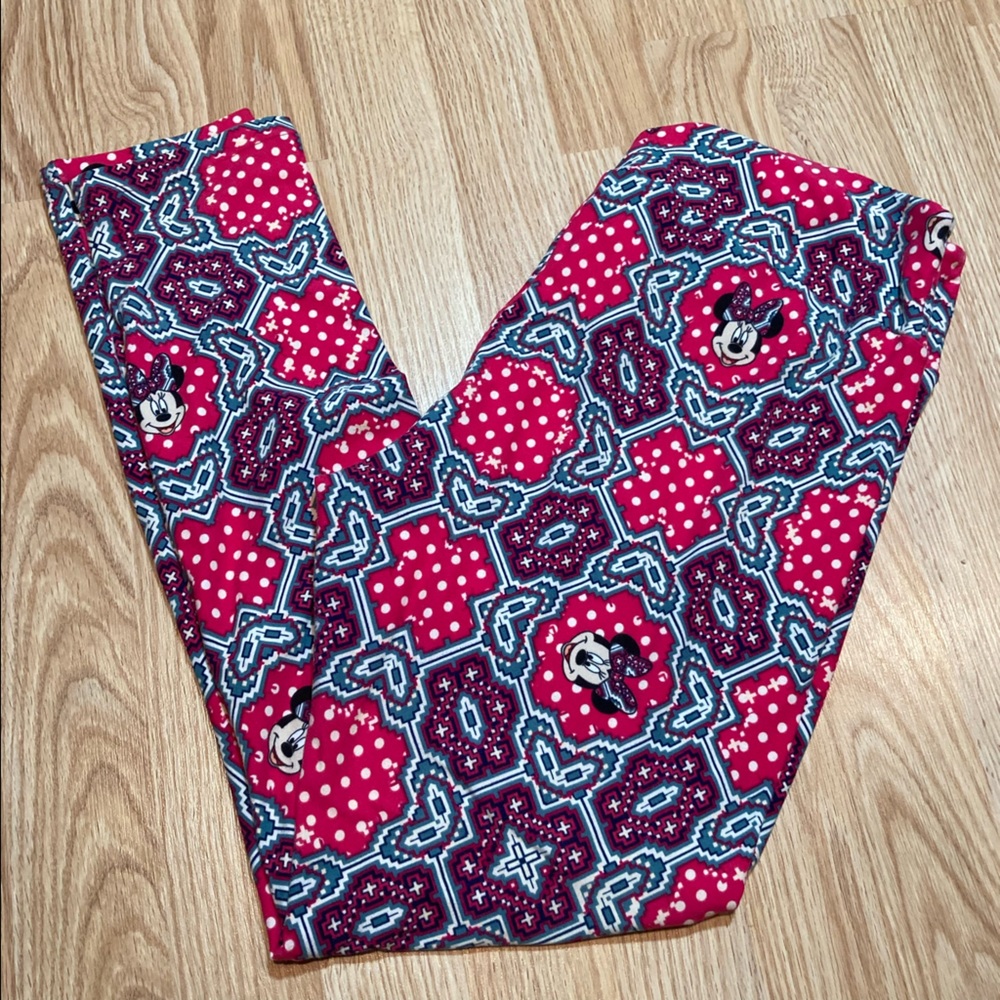 LuLaRoe TC2 Leggings Disney Minnie Mouse Print Tall‎ Curvy 2 Plus Size